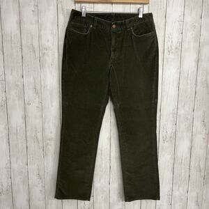 L.L. Bean Green Favorite Fit Corduroy Straight Leg High Rise Pants 10 Petite